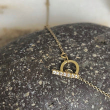 Load image into Gallery viewer, circle line bar necklace - 14k &amp; diamonds