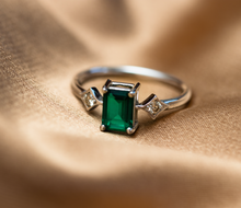Load image into Gallery viewer, émile emerald &amp; diamonds ring
