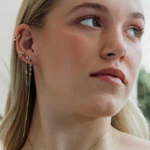 Treiny - long dramatic black & white triangle earrings