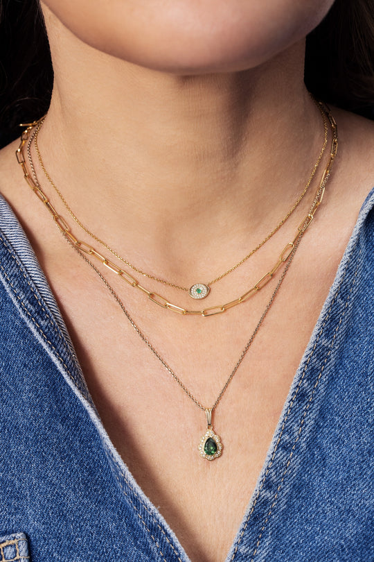 Good Eye - emerald & diamonds necklace