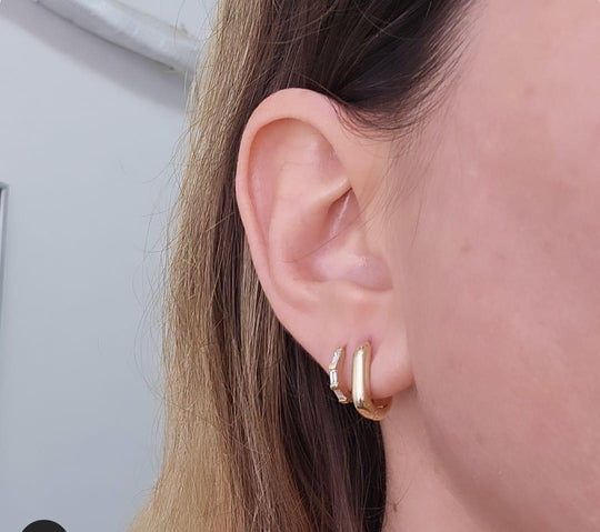 Béatrice - chunky rectangle gold earring