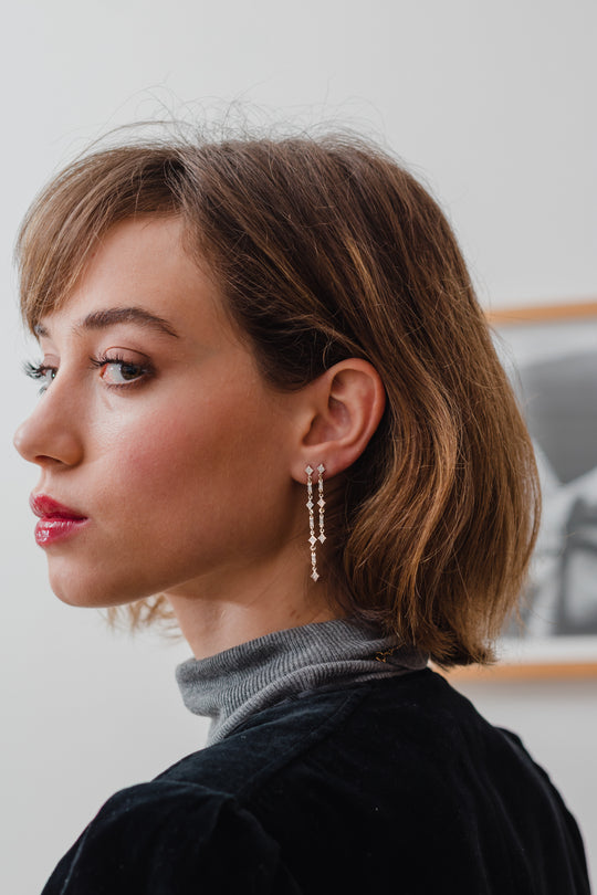 André long cascade diamond earrings