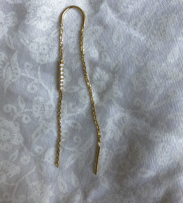 Long Pilari - gold and diamonds earrings