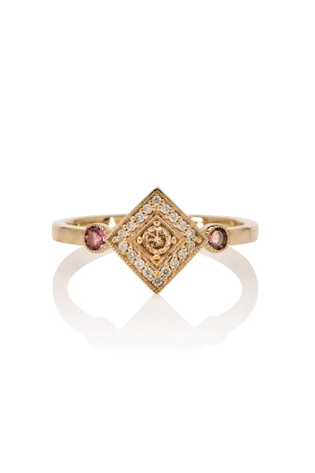 Penelope S - champagne and pink sapphire ring