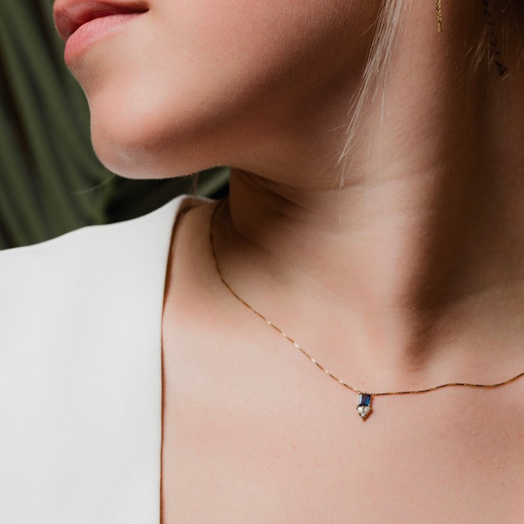 calista - sapphire & 3 diamonds necklace