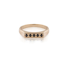 Load image into Gallery viewer, kitty - flat front ring with black diamonds