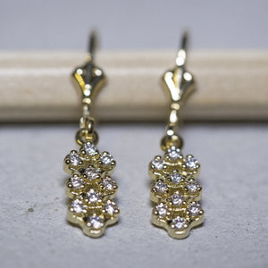 Kim - black diamonds dangle bee hive earring