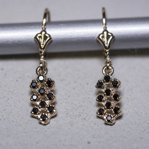 Kim - black diamonds dangle bee hive earring