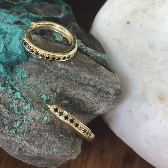 Adrian black diamonds hoop earrings