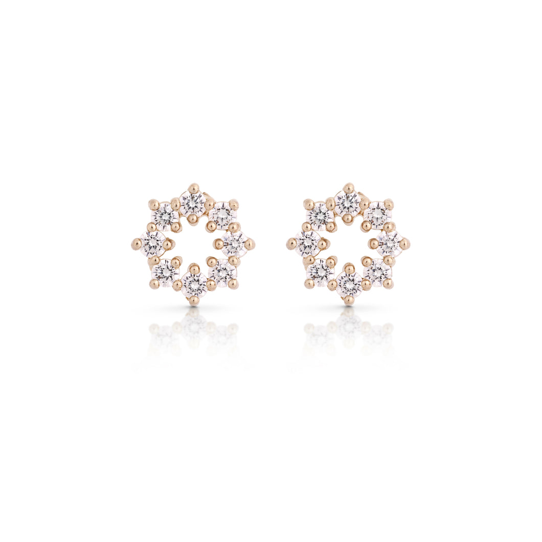Hadas - gold flower earring - 14k & diamonds