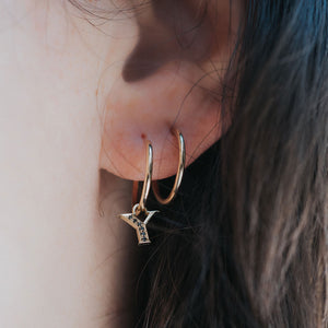 Initial asymmetric earrings -  14k & black diamonds