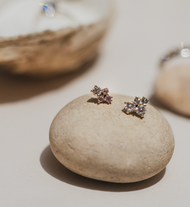 Sue - 14k, diamond & aquamarine earrings