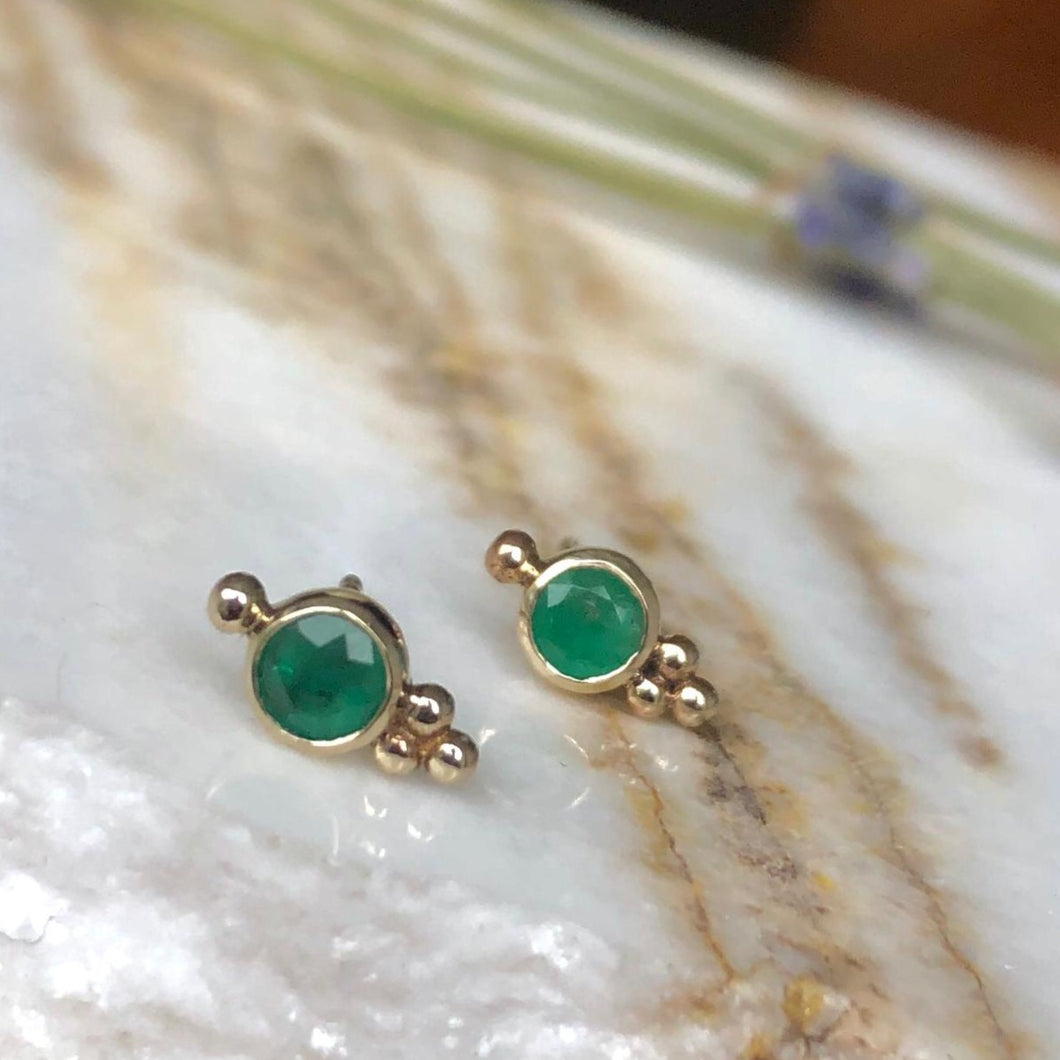 Delia -  14k & emerald earrings