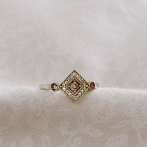 Penelope S - champagne and pink sapphire ring