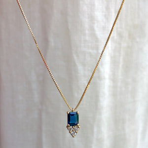 calista - sapphire & 3 diamonds necklace