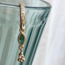 Load image into Gallery viewer, Selene - emerald &amp; diamonds dangle earrings