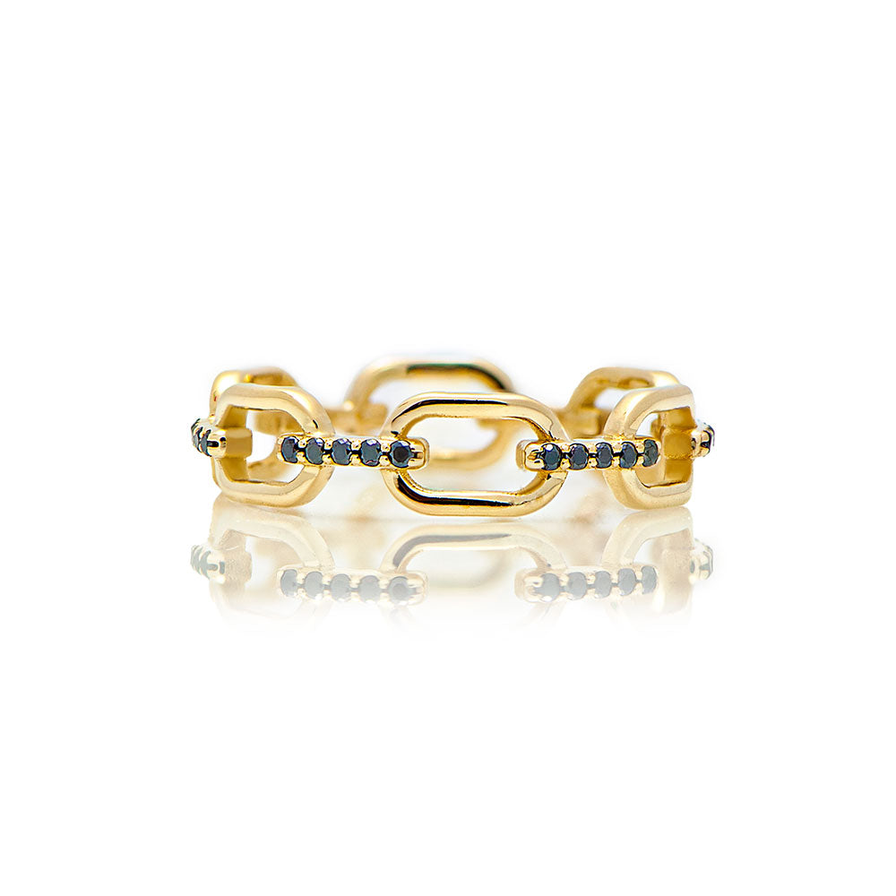chain link - black diamond ring