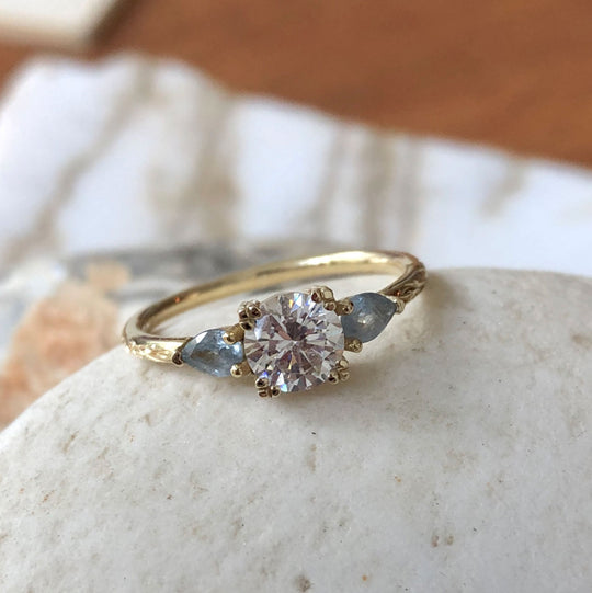 colette - diamond & aquamarine ring