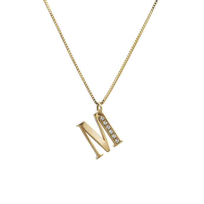initial gold & diamonds necklace