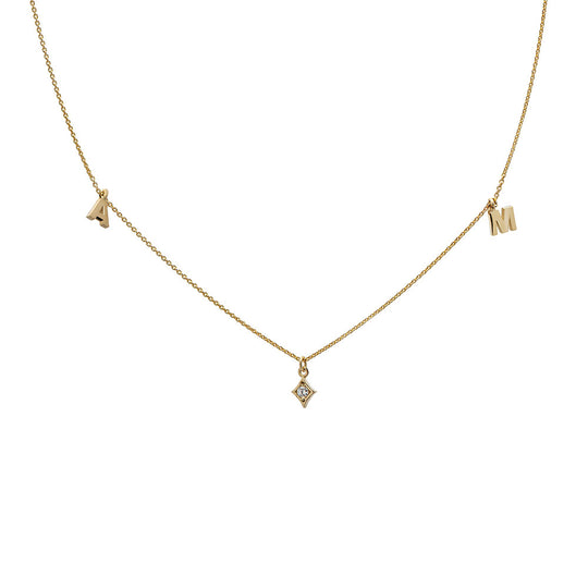 Mami Initials Necklace with Diamonds