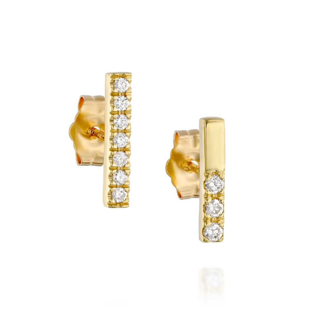 Fine-Line asymmetric diamond earrings