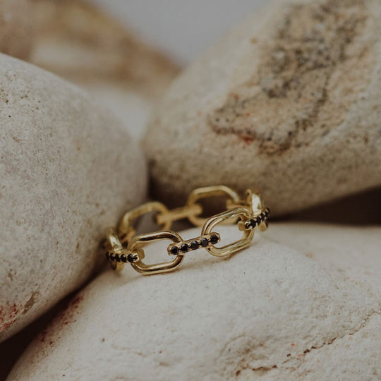 chain link - black diamond ring